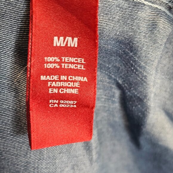 Saks Fifth Avenue Denim Look Long Sleeve Blouse Sz M - Picture 7 of 8